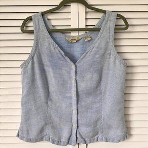 Eddie Bauer Sleeveless Linen Button Top M